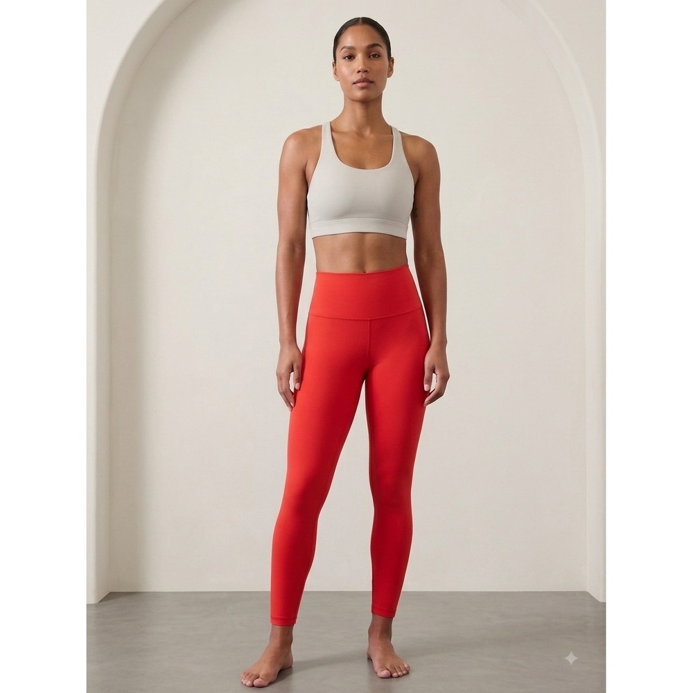 ACTA Wear High Waisted Performance Leggings Red Medium Athletic Yoga